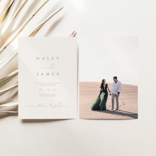 Modernes Minimalistisch-Romantisches Foto Hochzeit Einladung