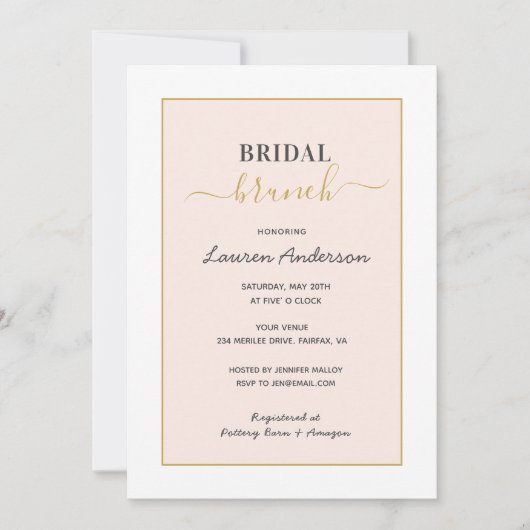 Modernes Minimalistisch rosa Brautparty Ankündigung (Vorderseite)