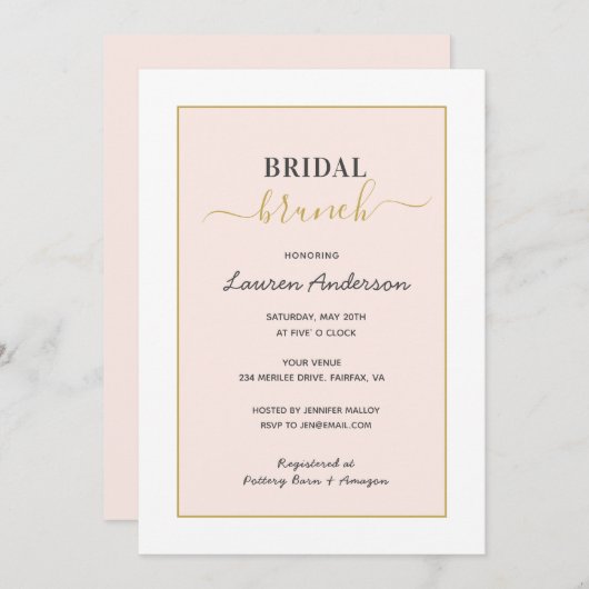 Modernes Minimalistisch rosa Brautparty Ankündigung (Vorne/Hinten)