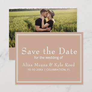 Modernes Minimalistisch rosa Foto Save the Date