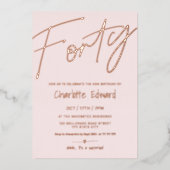 Modernes, minimalistisch-rosa Foto überrascht 40. Folieneinladung (Vorderseite)