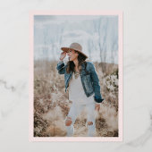 Modernes, minimalistisch-rosa Foto überrascht 40. Folieneinladung (Rückseite)