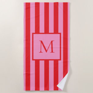Modernes Minimalistisch rosa gestrichenes Monogram Strandtuch