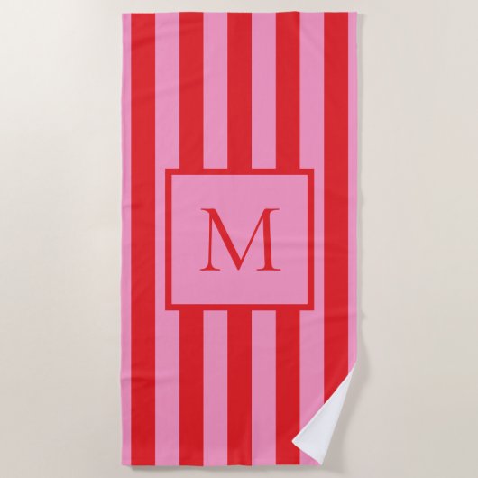 Modernes Minimalistisch rosa gestrichenes Monogram Strandtuch (Vorderseite)