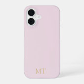 Modernes Minimalistisch rosa Goldmonogramm iPhone 16 Hülle (Rückseite)