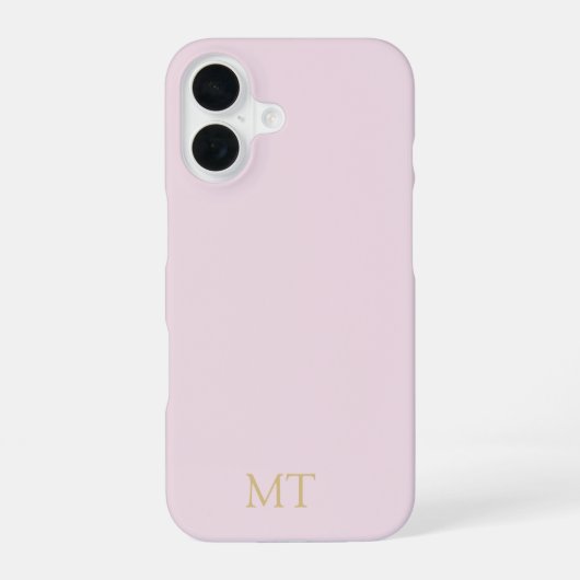 Modernes Minimalistisch rosa Goldmonogramm iPhone 16 Hülle (Rückseite)