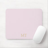 Modernes Minimalistisch rosa Goldmonogramm Mousepad (Mit Mouse)