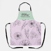 Modernes Minimalistisch rosa, grünes Blumenmuster Schürze (Vorderseite)