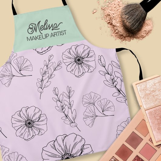 Modernes Minimalistisch rosa, grünes Blumenmuster Schürze