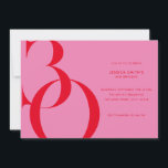 Modernes Minimalistisch rosa Rot 30. Geburtstag Einladung<br><div class="desc">Moderne minimalistische 30. Geburtstagseinladung mit einfachem Design mit schicker Typografie und eleganter Schrift.</div>