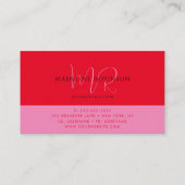 Modernes Minimalistisch rosa rotes Skript Visitenkarte (Rückseite)