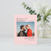 Modernes Minimalistisch rosa Save the Date Foto (Stehend Vorderseite)