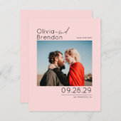 Modernes Minimalistisch rosa Save the Date Foto (Vorne/Hinten)