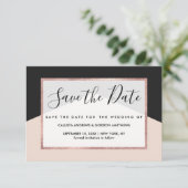 Modernes Minimalistisch rosa Schwarzes Dreieck Geo Save The Date (Stehend Vorderseite)