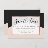Modernes Minimalistisch rosa Schwarzes Dreieck Geo Save The Date (Vorne/Hinten)