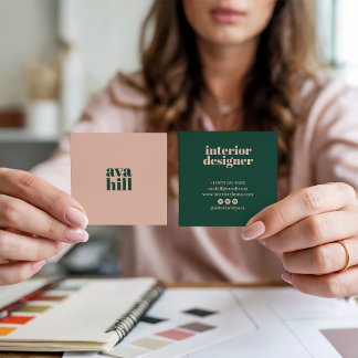 Modernes, minimalistisch rosa und grünes beruflich quadratische visitenkarte