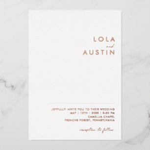 Modernes Minimalistisch Rose Gold Lässig Hochzei Folieneinladung