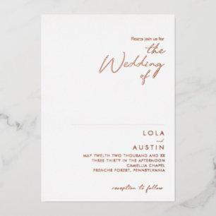 Modernes Minimalistisch   Rose rosa Die Hochzeit d Folieneinladung