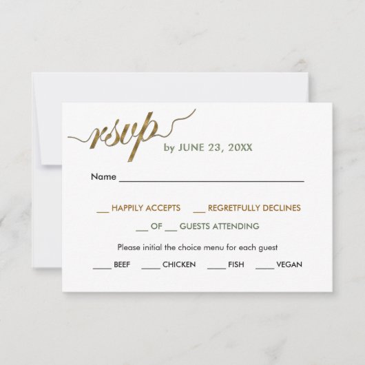 Modernes Minimalistisch Sage Green Elegantes Scrip RSVP Karte (Vorderseite)