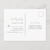 Modernes Minimalistisch Sage Green Script Wedding  Postkarte (Rückseite)