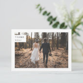 Modernes Minimalistisch Sage Green Wedding Foto Dankeskarte (Stehend Vorderseite)