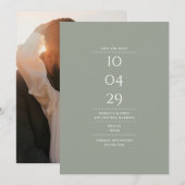 Modernes Minimalistisch Sage Green Wedding Foto Save The Date (Vorne/Hinten)