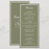 Modernes Minimalistisch Sage Green Wedding Menu Menükarte (Vorne/Hinten)