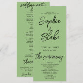 Modernes Minimalistisch Sage Green Wedding Program (Vorne/Hinten)