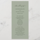 Modernes Minimalistisch Sage Green Wedding Program Programm (Vorderseite)
