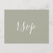 Modernes Minimalistisch Sage Green Wedding RSVP Postkarte (Vorderseite)