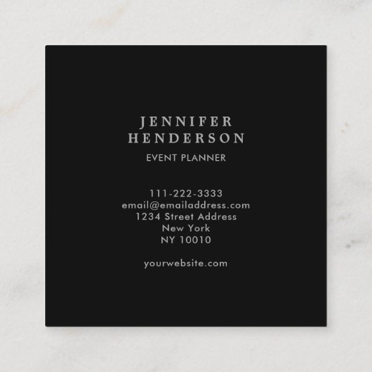 Modernes, minimalistisch-schwarz-grau beruflich quadratische visitenkarte (Rückseite)