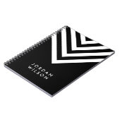 Modernes Minimalistisch Schwarz mit Zickzack Weiß Notizblock (Linke Seite)