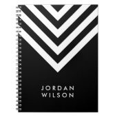Modernes Minimalistisch Schwarz mit Zickzack Weiß Notizblock (Vorderseite)