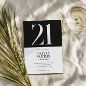Modernes Minimalistisch Schwarz und Weiß 21. Gebur Einladung