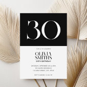 Modernes Minimalistisch Schwarz und Weiß 30. Gebur Einladung