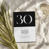 Modernes Minimalistisch Schwarz und Weiß 30. Gebur Einladung