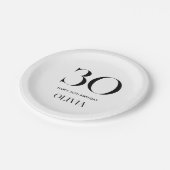 Modernes Minimalistisch Schwarz und Weiß 30. Gebur Pappteller (Schrägansicht)