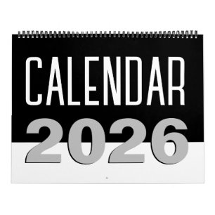 Modernes Minimalistisch Schwarz/Weiß 2024 Kalender
