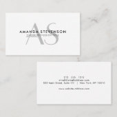 Modernes Minimalistisch Schwarz/Weiß-Mit Monogramm Visitenkarte (Vorne/Hinten)