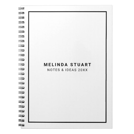 Modernes Minimalistisch Schwarz/Weiß Notizblock (Vorderseite)