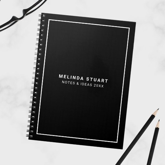 Modernes Minimalistisch Schwarz/Weiß Notizblock