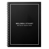 Modernes Minimalistisch Schwarz/Weiß Notizblock (Vorderseite)