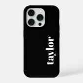 Modernes Minimalistisch Schwarz/Weiß-Personalisier iPhone Hülle (Rückseite)