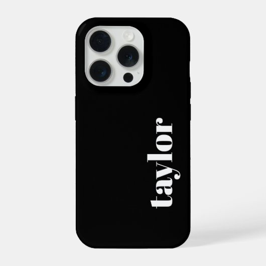 Modernes Minimalistisch Schwarz/Weiß-Personalisier iPhone Hülle (Rückseite)