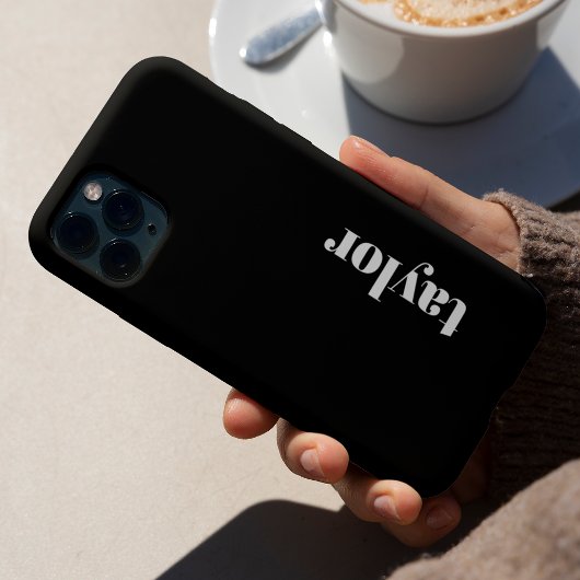 Modernes Minimalistisch Schwarz/Weiß-Personalisier iPhone Hülle