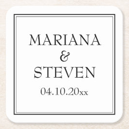 Modernes Minimalistisch Schwarz/Weiß Rechteckiger Pappuntersetzer