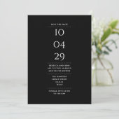 Modernes Minimalistisch Schwarz/Weiß Save The Date (Stehend Vorderseite)