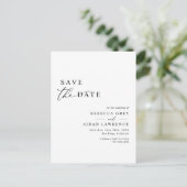Modernes Minimalistisch Schwarz/Weiß Save the Date Postkarte (Stehend Vorderseite)