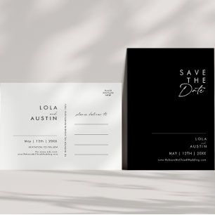 Modernes Minimalistisch Schwarze Save the Date P Einladungspostkarte