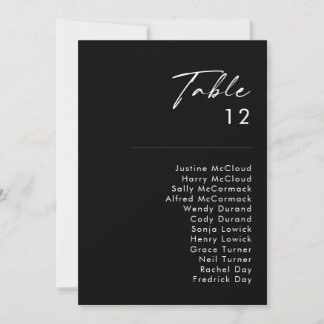 Modernes Minimalistisch | Schwarze Tischnummer